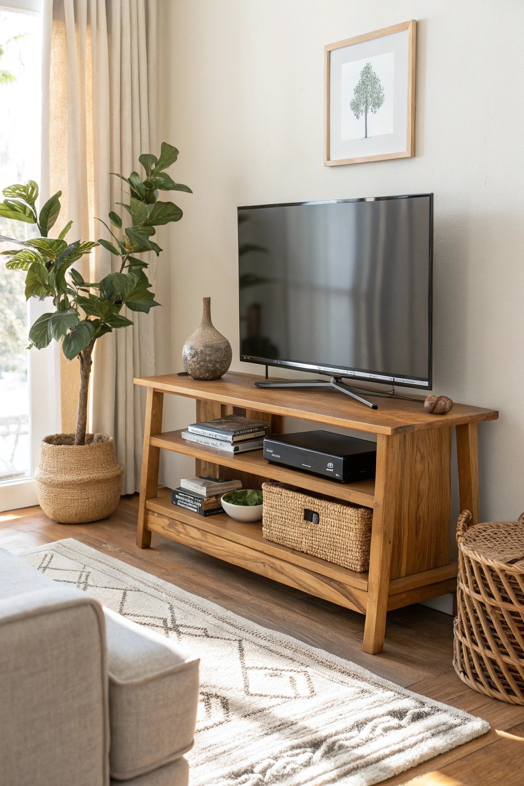Elevate your small living room with a handcrafted swivel TV stand—style meets flexibility.