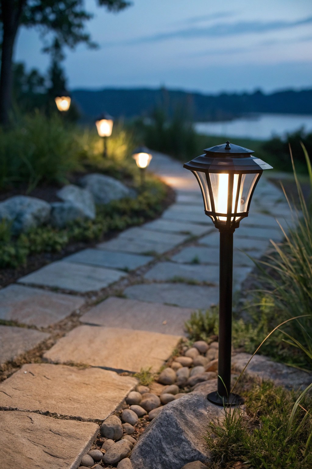 Let your walkway glow with simple, solar-powered elegance.