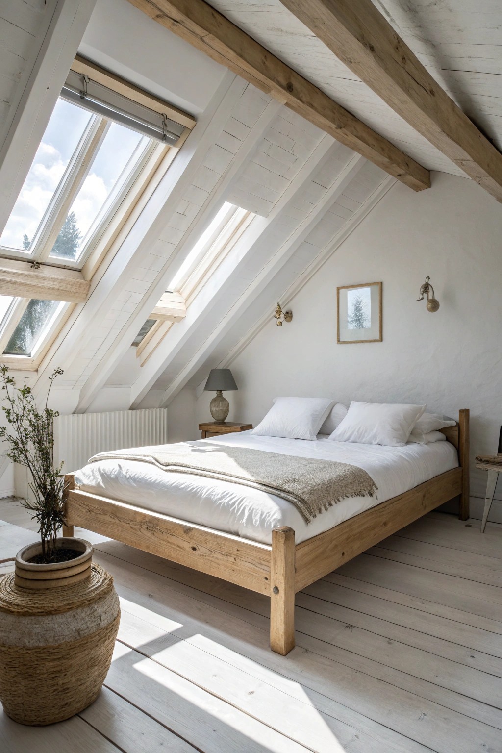 Elevate your attic with sleek monochrome minimalism.