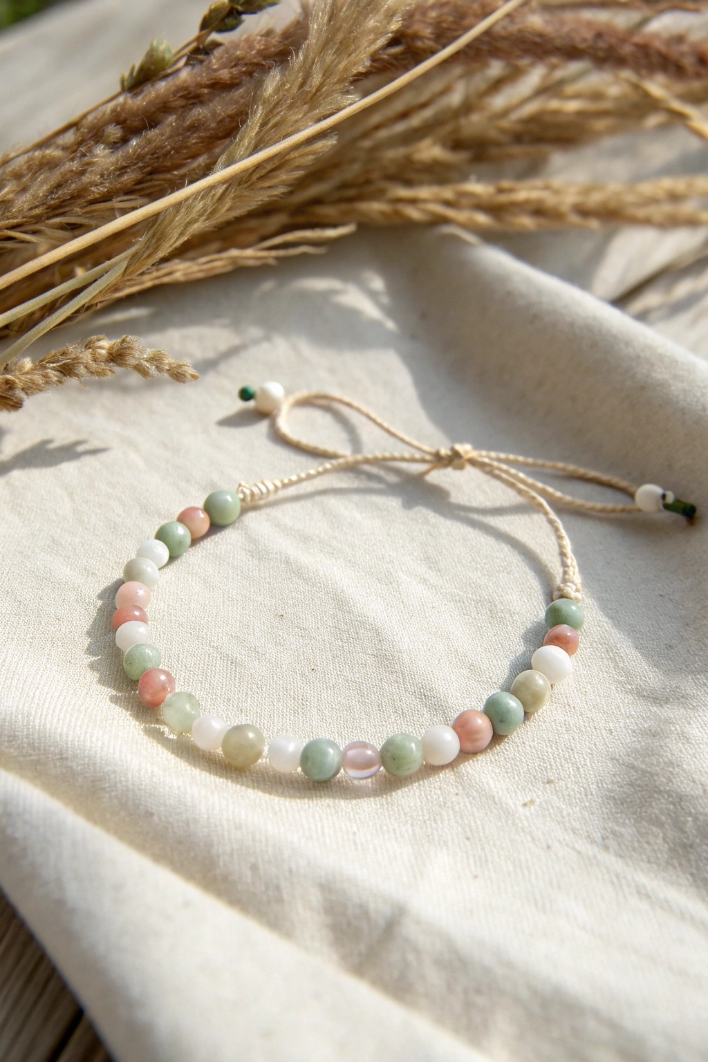 Handcrafted elegance: a beaded friendship bracelet, made with love and a modern twist.