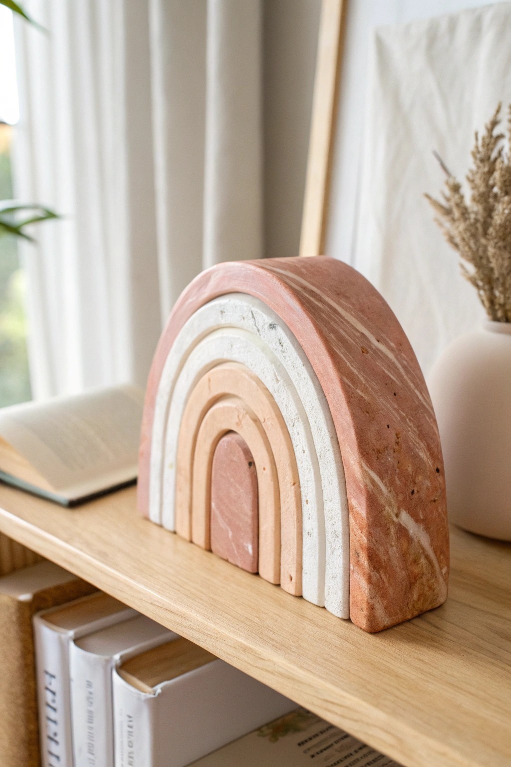 Handcrafted clay bookend: minimalist design meets natural beauty.