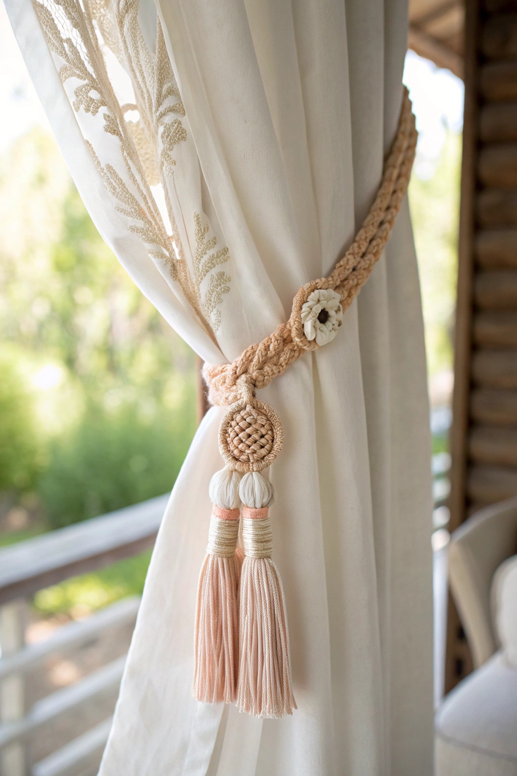 Elevate your space with a boho-chic, hand-crocheted curtain tieback—where simplicity meets artistry.
