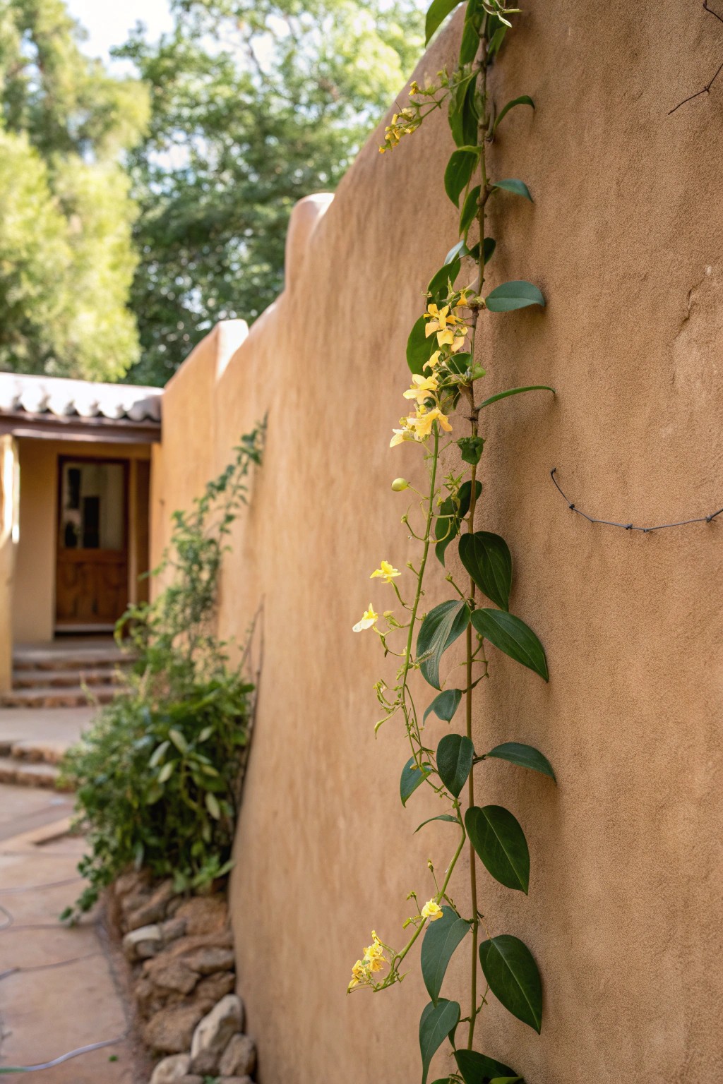 Bring desert charm to your space with a blooming vine living wall.