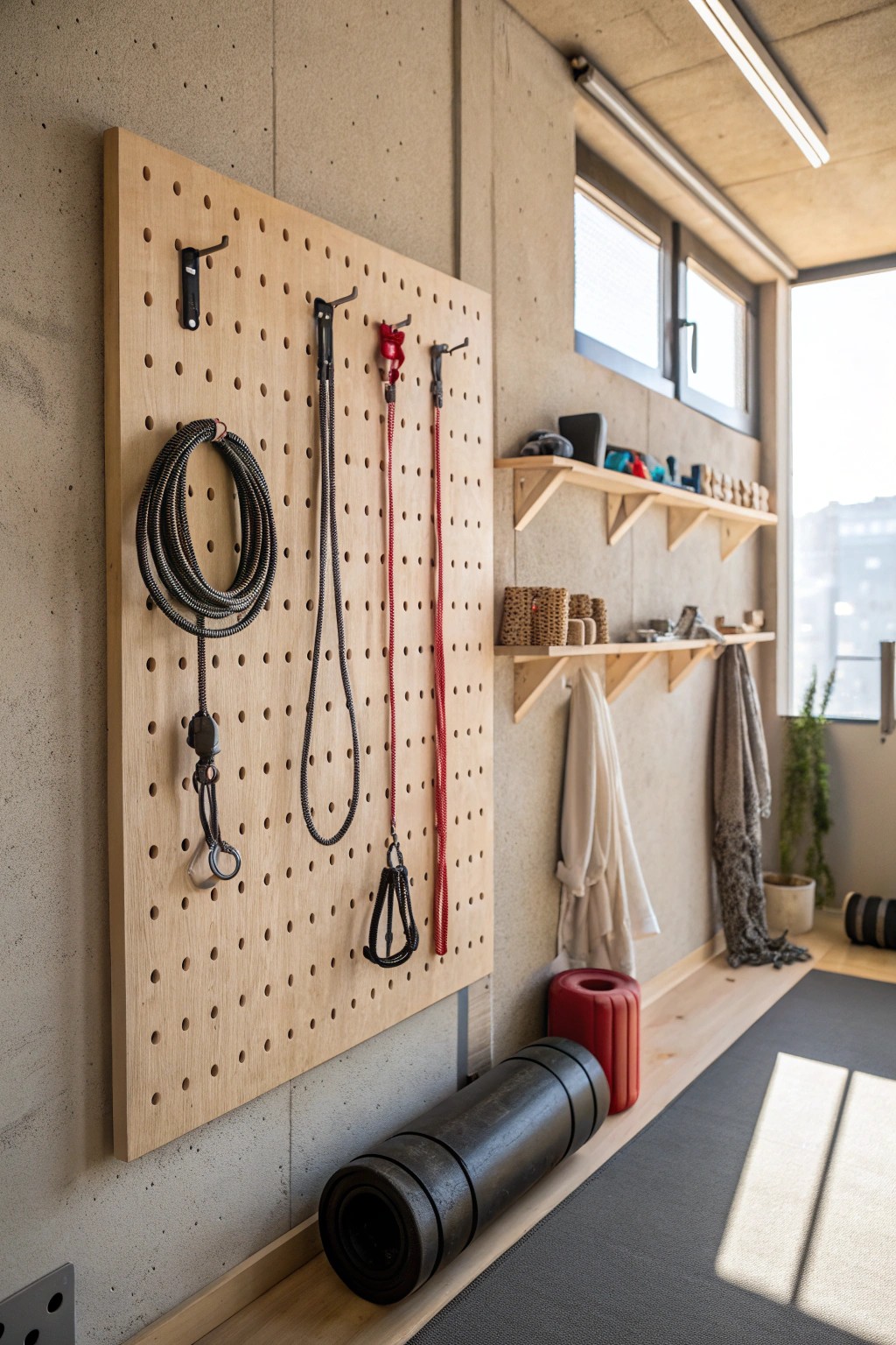 Elevate your gym space with a custom pegboard—where style meets smart organization.