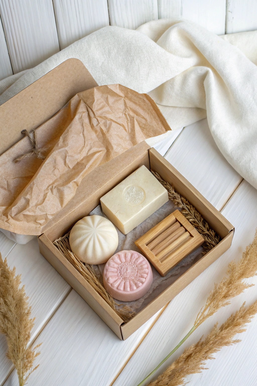 A handcrafted touch: the perfect minimalist gift box of artisan soap & towel.