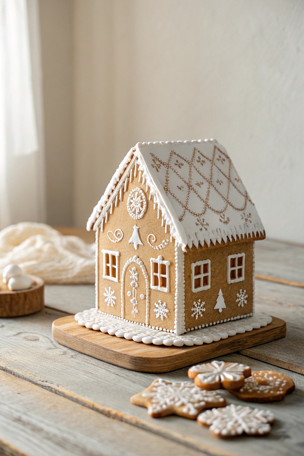 Scandi-inspired gingerbread bakery—where minimalism meets sweet holiday charm.