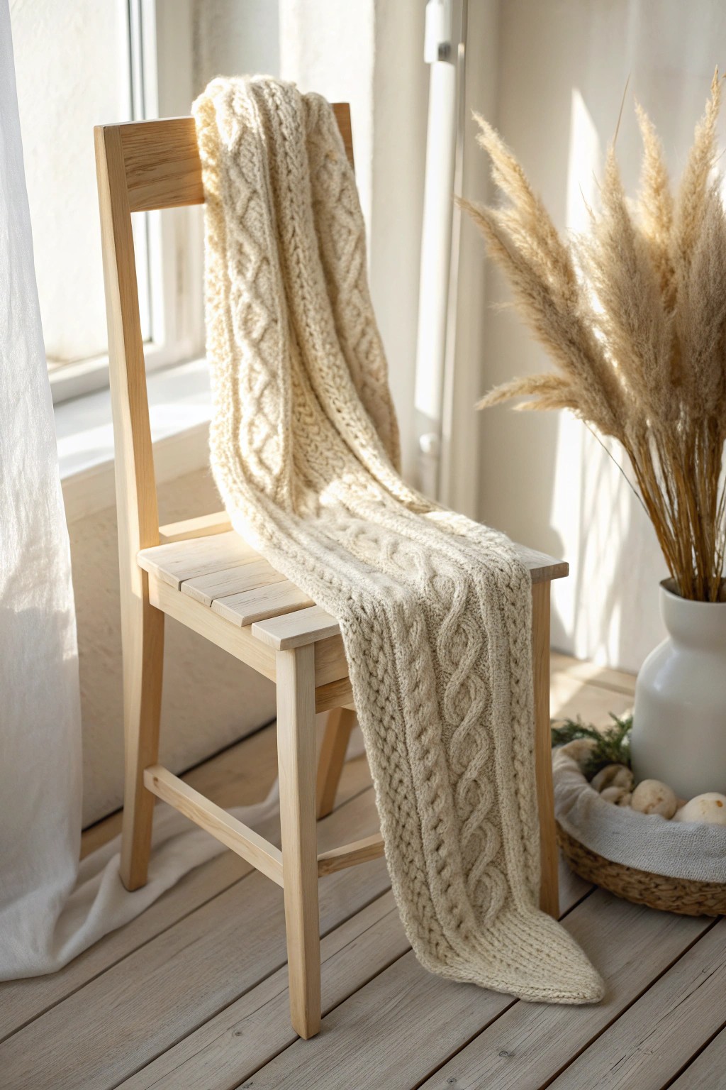 Cozy up in style: Hand-knitted leg warmers with timeless texture.