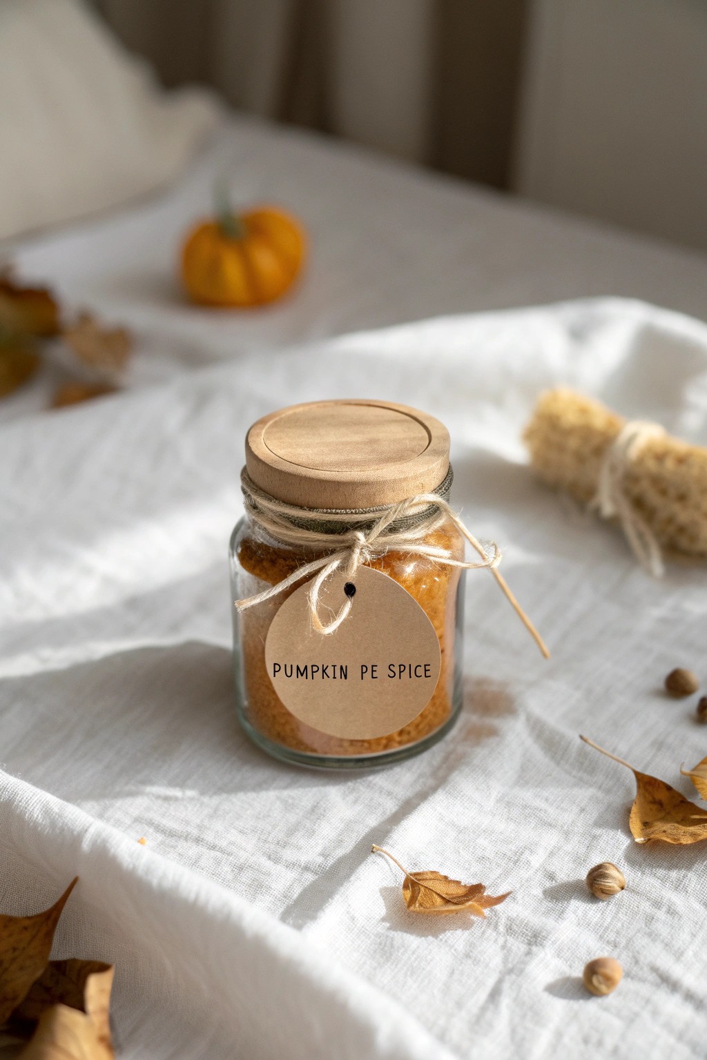 Cozy up autumn with homemade pumpkin pie spice in a charming mason jar.
