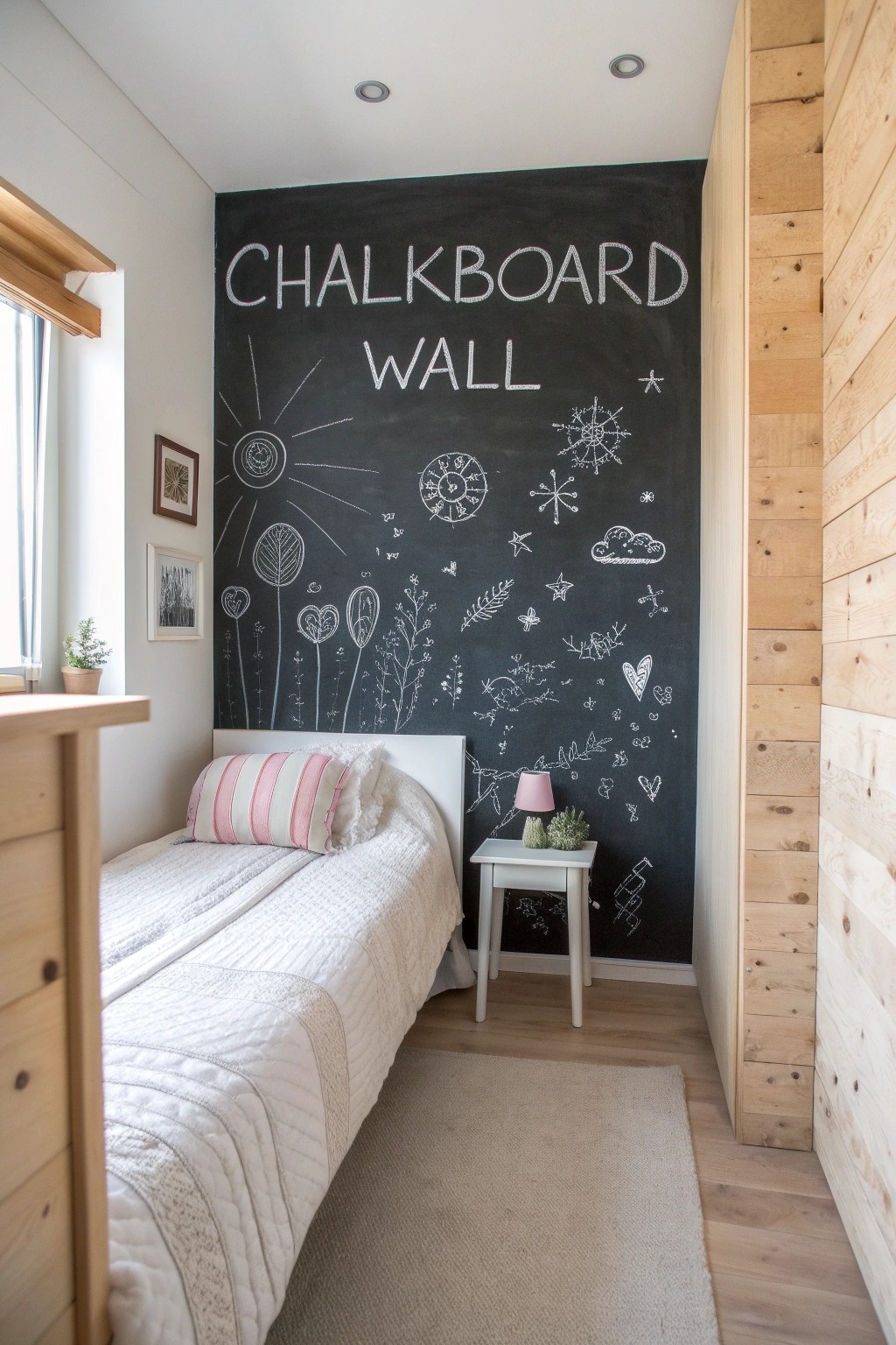 Chalkboard walls: Where creativity meets modern simplicity.