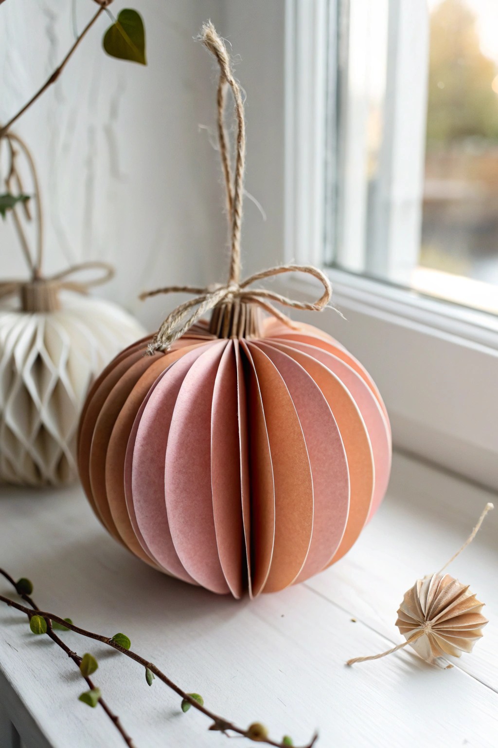 Handcrafted elegance: a minimalist 3D paper pumpkin brings autumn charm to your space.