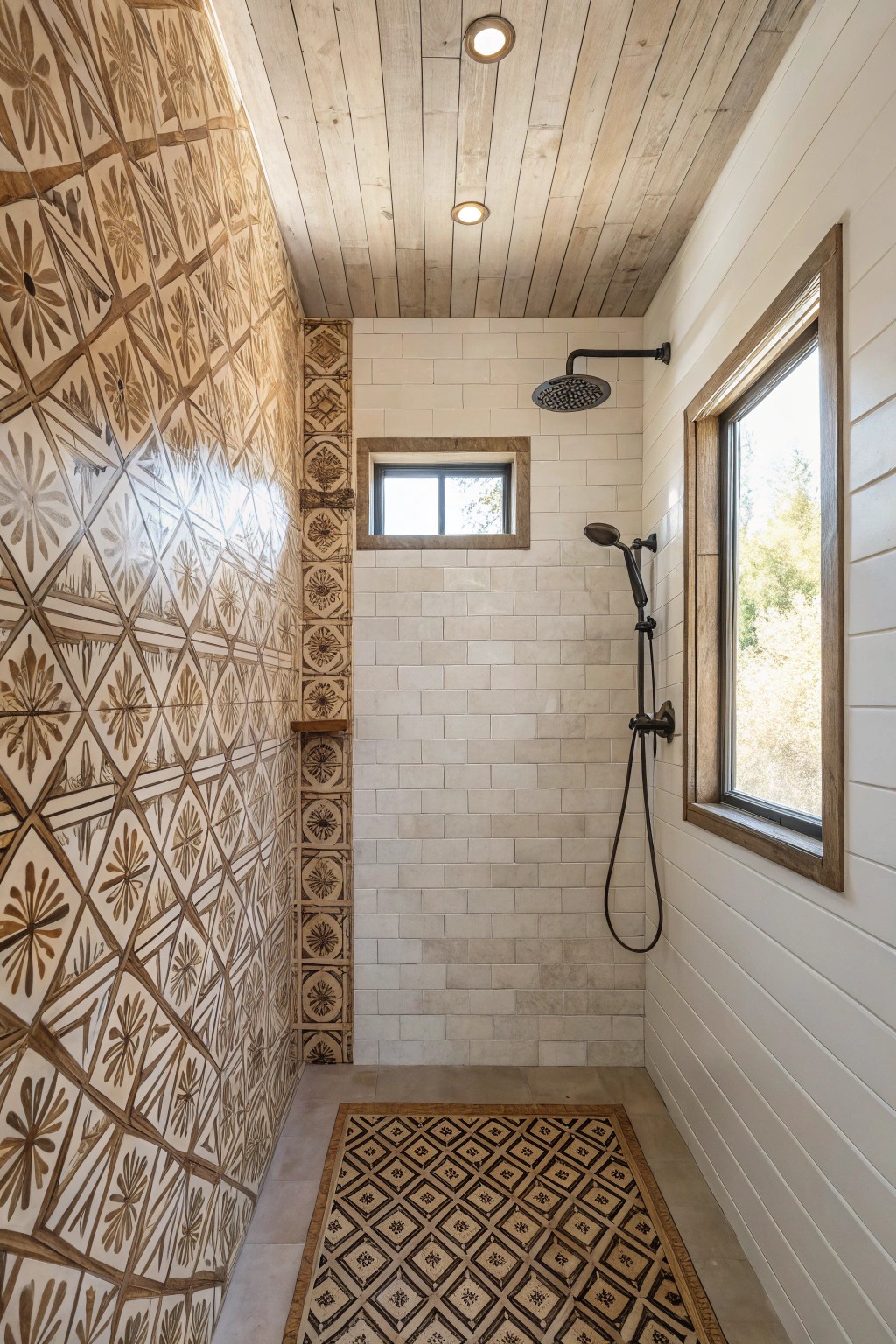 Elevate your shower with a floor-to-ceiling statement tile wall—where natural beauty meets bold design.