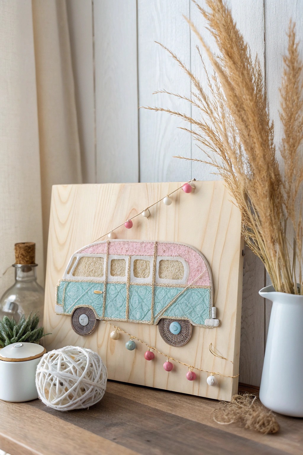 Chase adventure with this charming retro camper van string art—handmade beauty for your wanderlust heart.