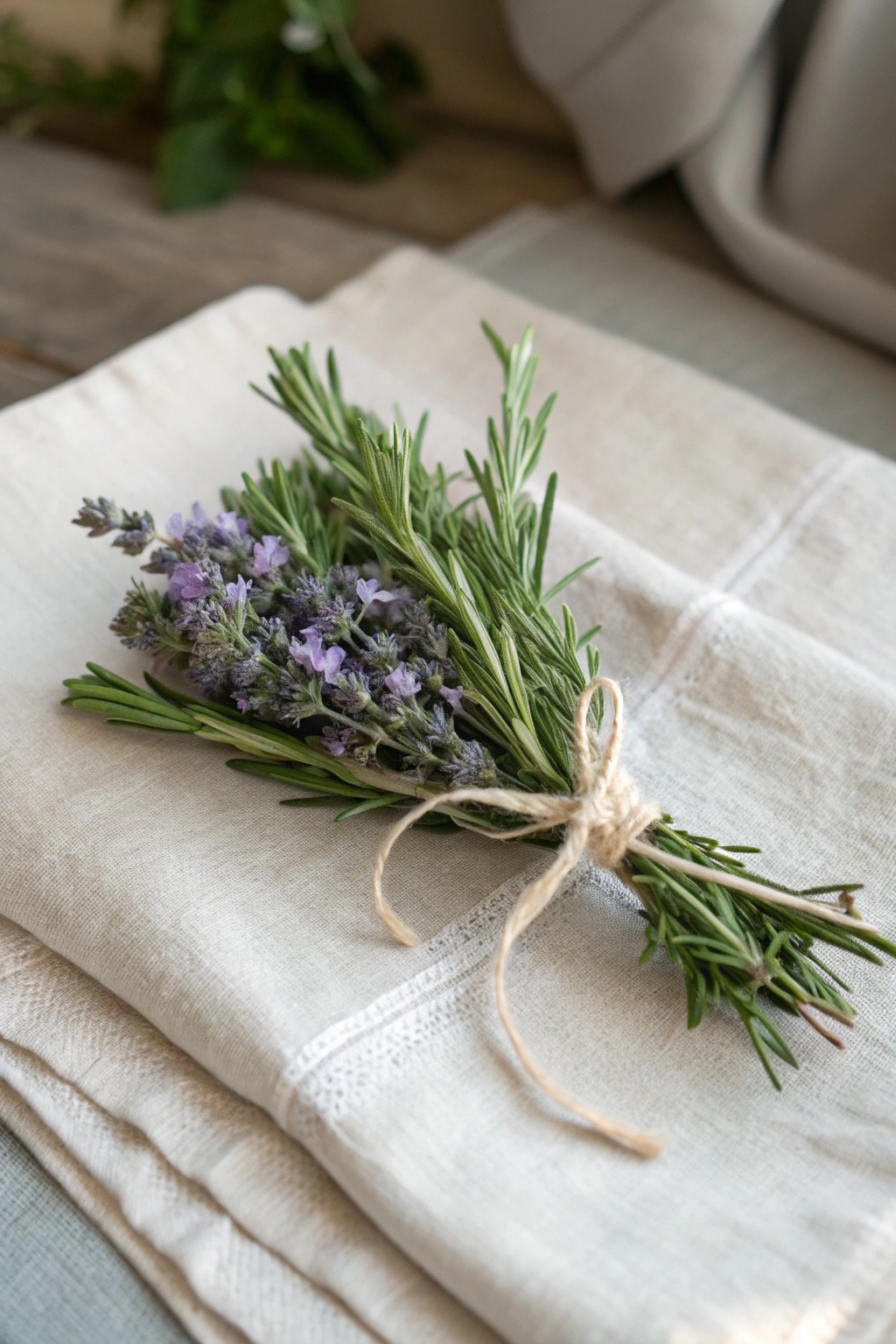 A fragrant mini herb bouquet—simple, natural, and beautifully crafted for your special day.