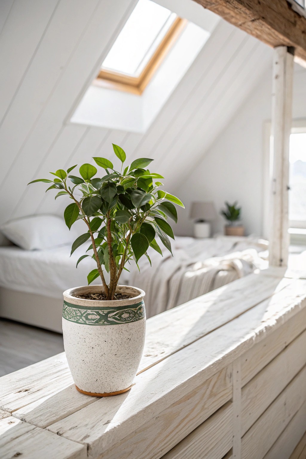 Bring attic bedrooms to life with a touch of natural green.