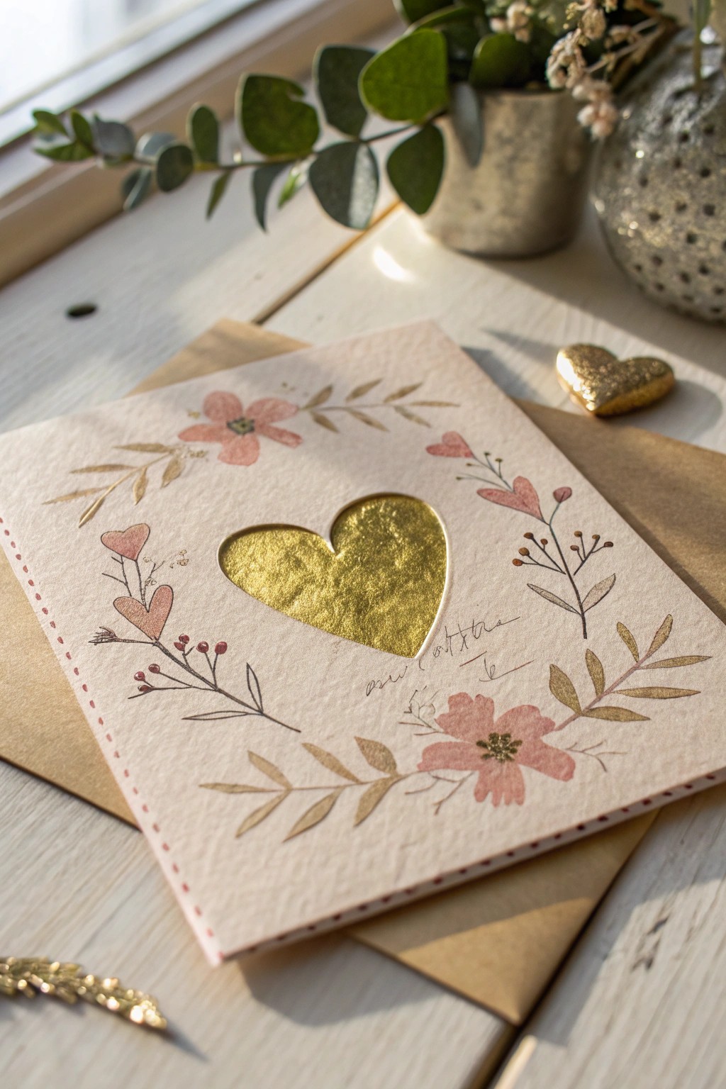 Handcrafted scratch-off card—unveil a secret message with a golden touch.