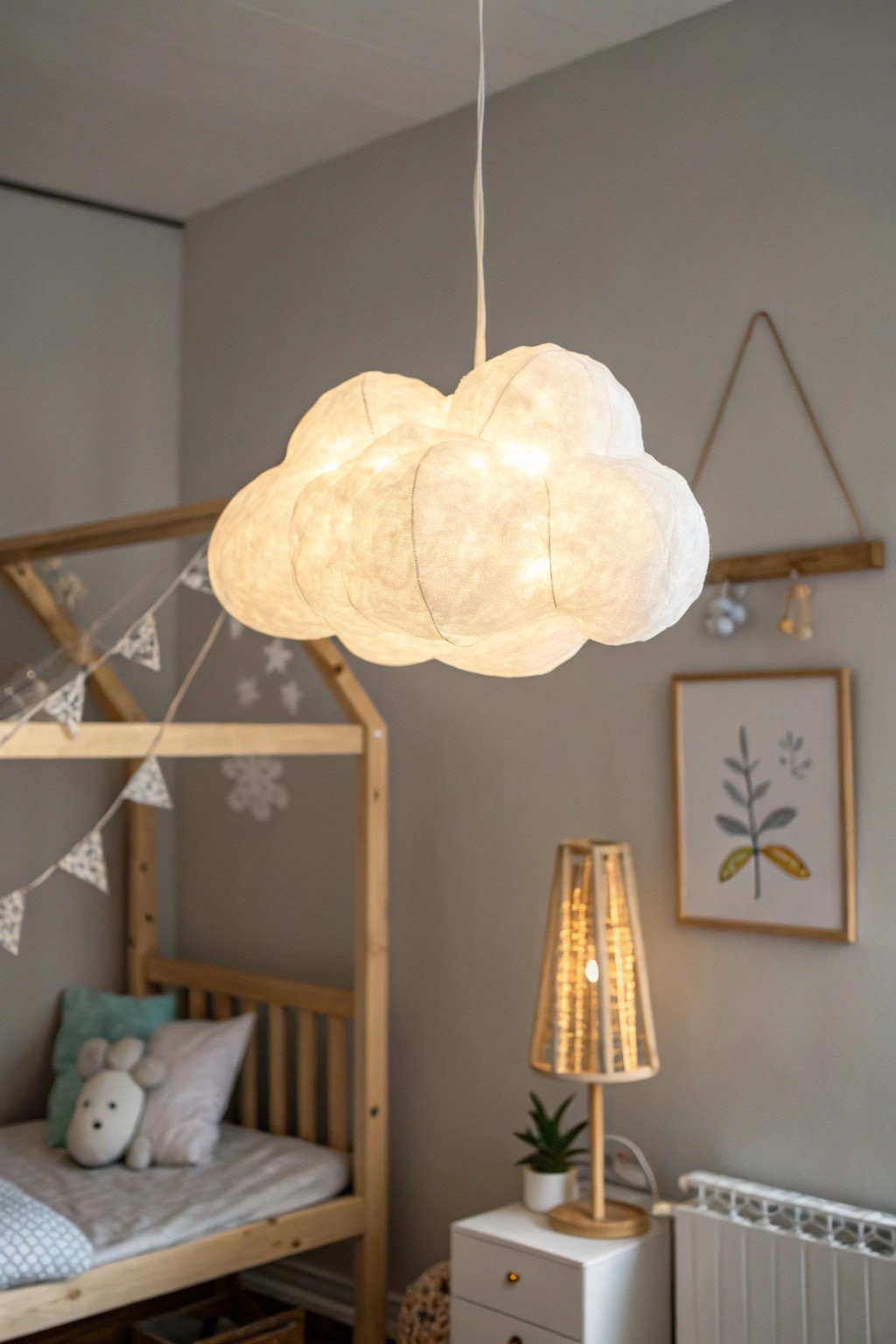 Whimsical cloud pendant: bring soft, magical light to your child's room.