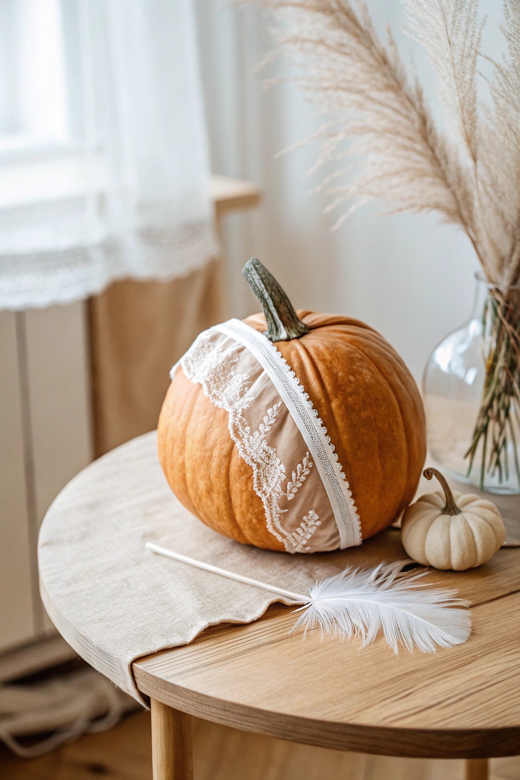 Chic and charming: A pumpkin ready for a masquerade ball with its handmade mask.