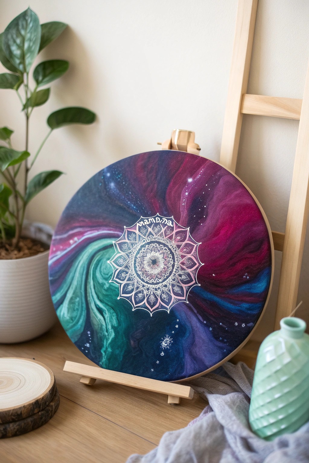 Bold color meets delicate mandala—Scandi-boho art inspiration for your home.