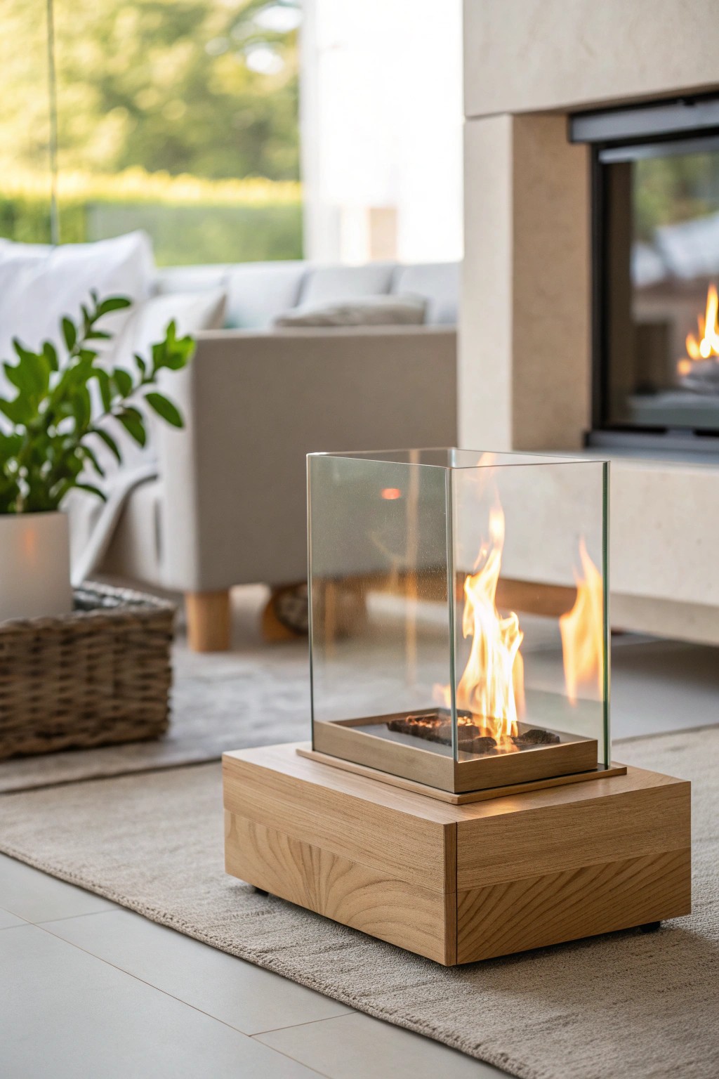 Bring instant coziness to your small space with a stylish portable fireplace.