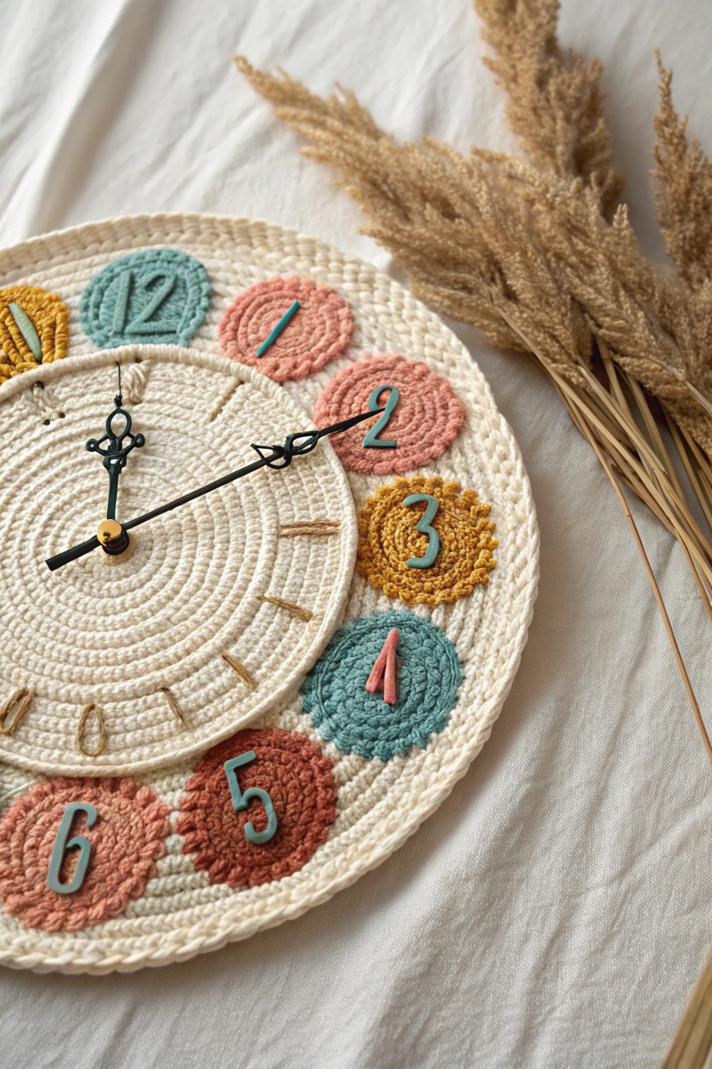 Time to crochet: a bold and beautiful clock face for your creative space.