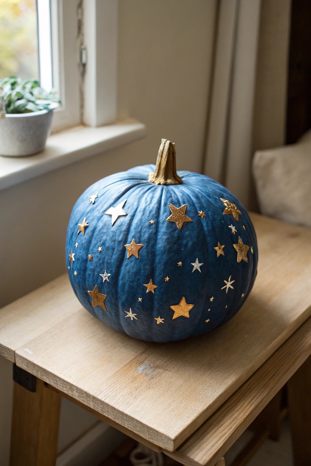 Bring the night sky indoors with a handcrafted starry night pumpkin.