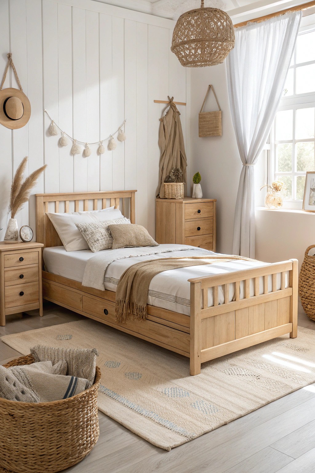 A timeless wooden bed—designed to grow with your child.