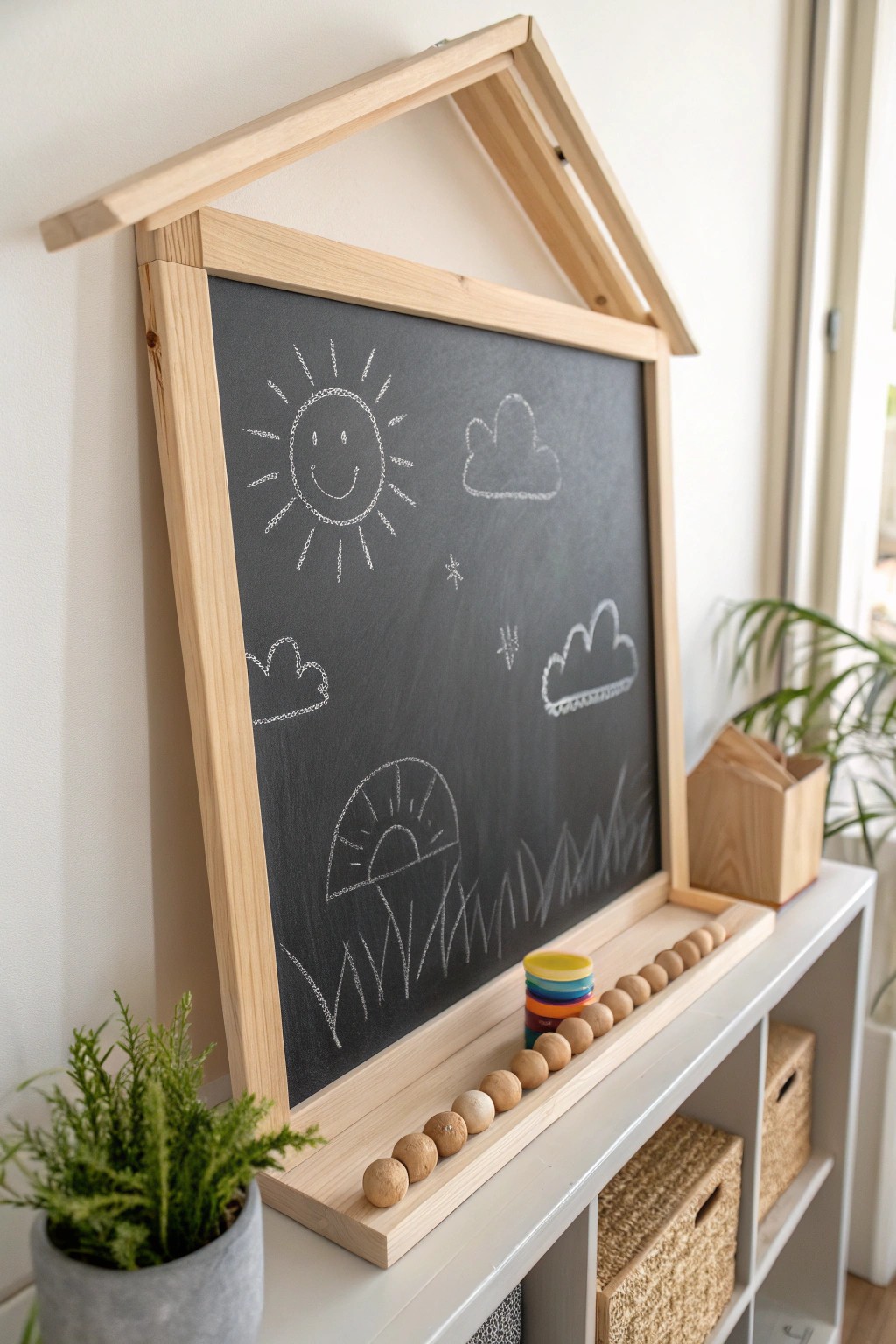 A beautiful chalkboard wall—crafted for creativity and calm in every kids' room.