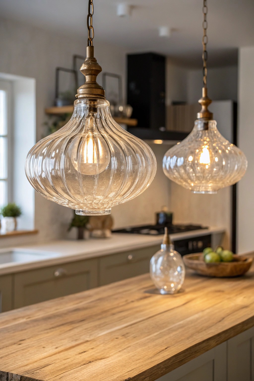 Elevate your kitchen with the timeless allure of dual artisan chandeliers.