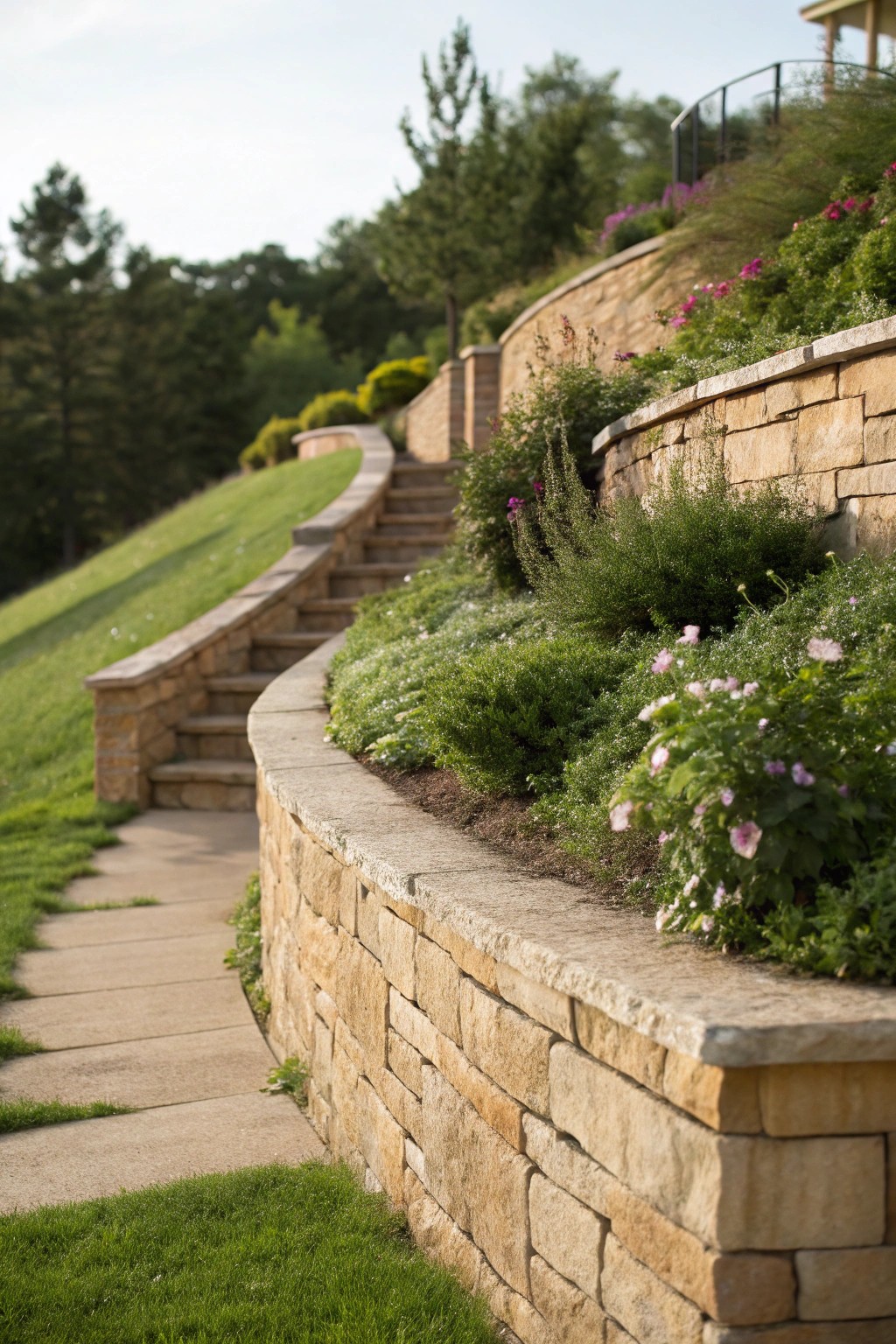 Elevate your slope with a beautifully crafted stone terrace bed.