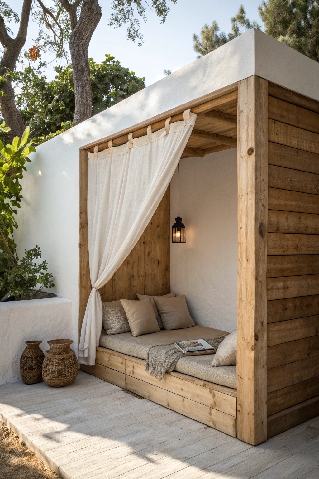 A hidden alcove retreat—where simplicity meets cozy craftsmanship.