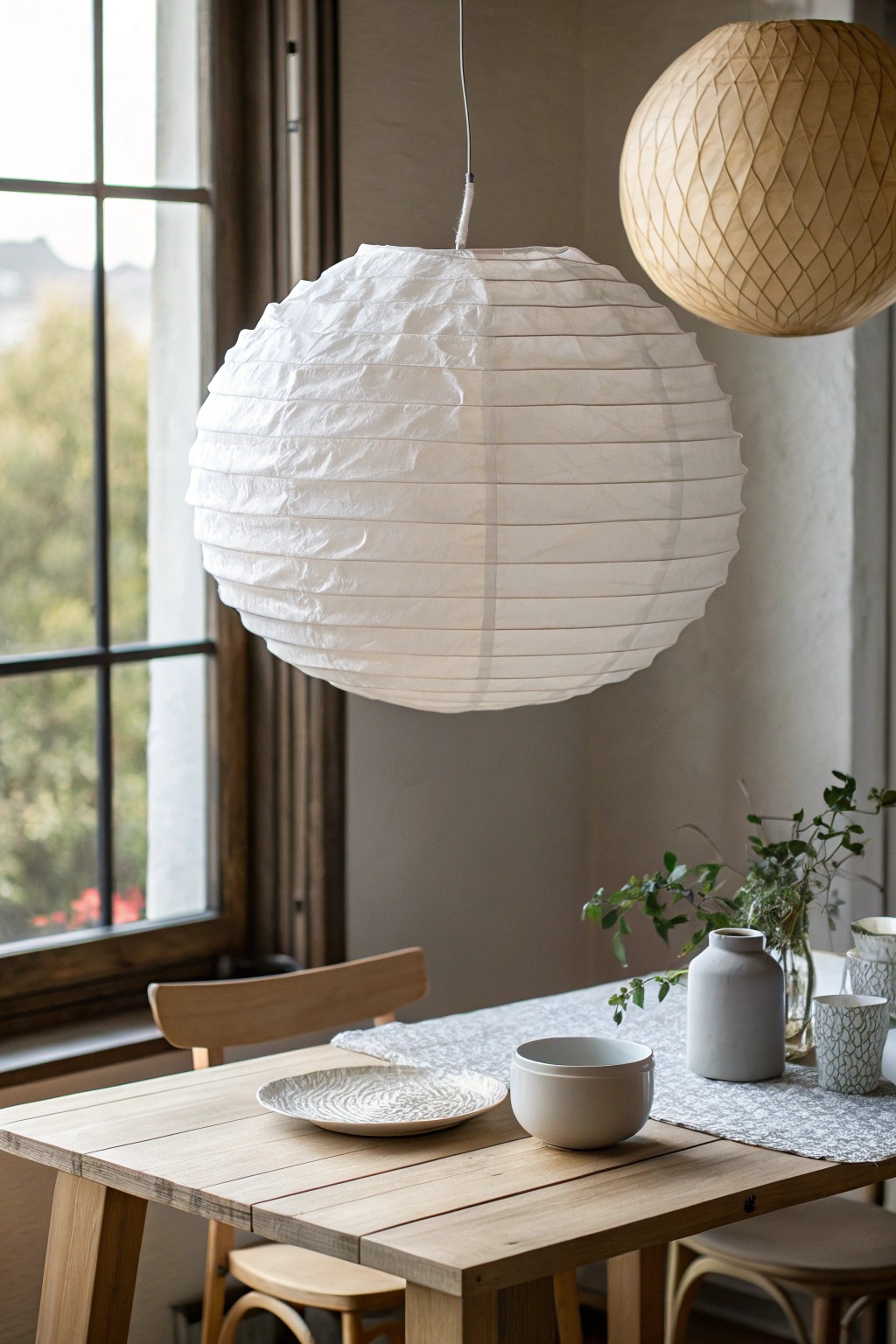 Bring dreamy, handcrafted elegance to your dining space with a floating cloud paper lantern.