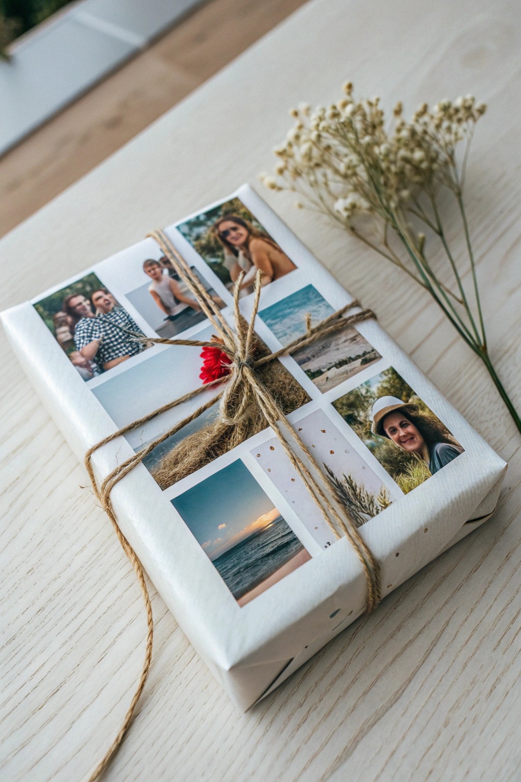 Surprise them twice: Custom photo wrapping paper that’s a gift in itself.