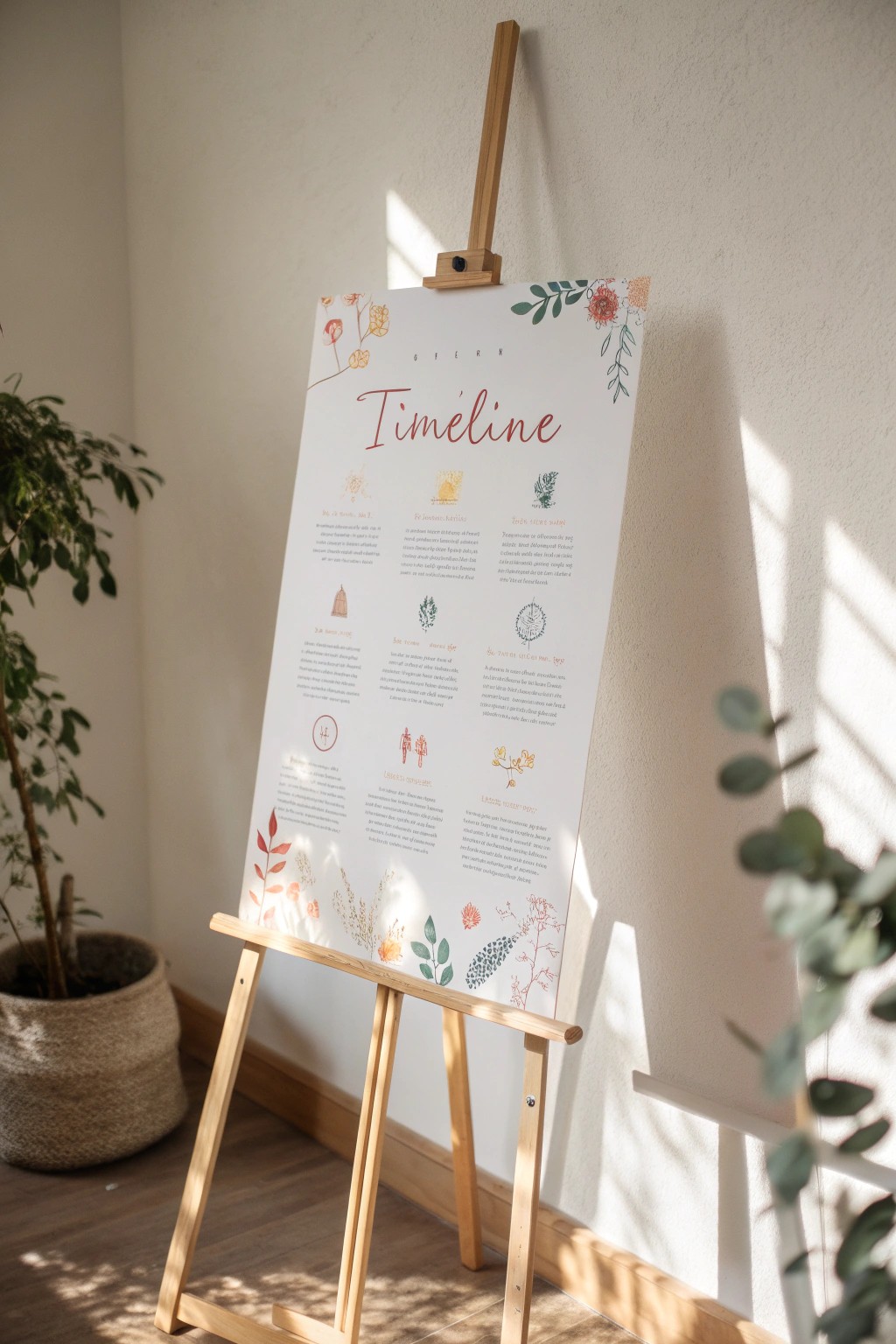 Chic event timeline poster: effortlessly stylish and beautifully organized for unforgettable celebrations.