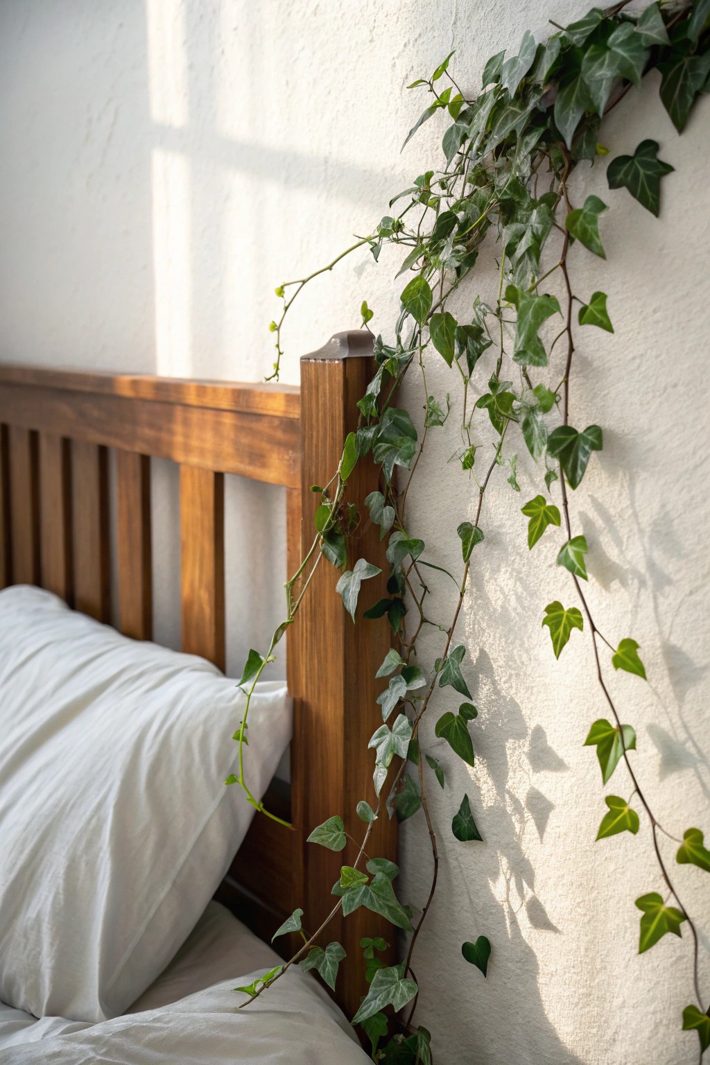 Bring a touch of enchanted garden whimsy to your bedroom with faux plant vines.