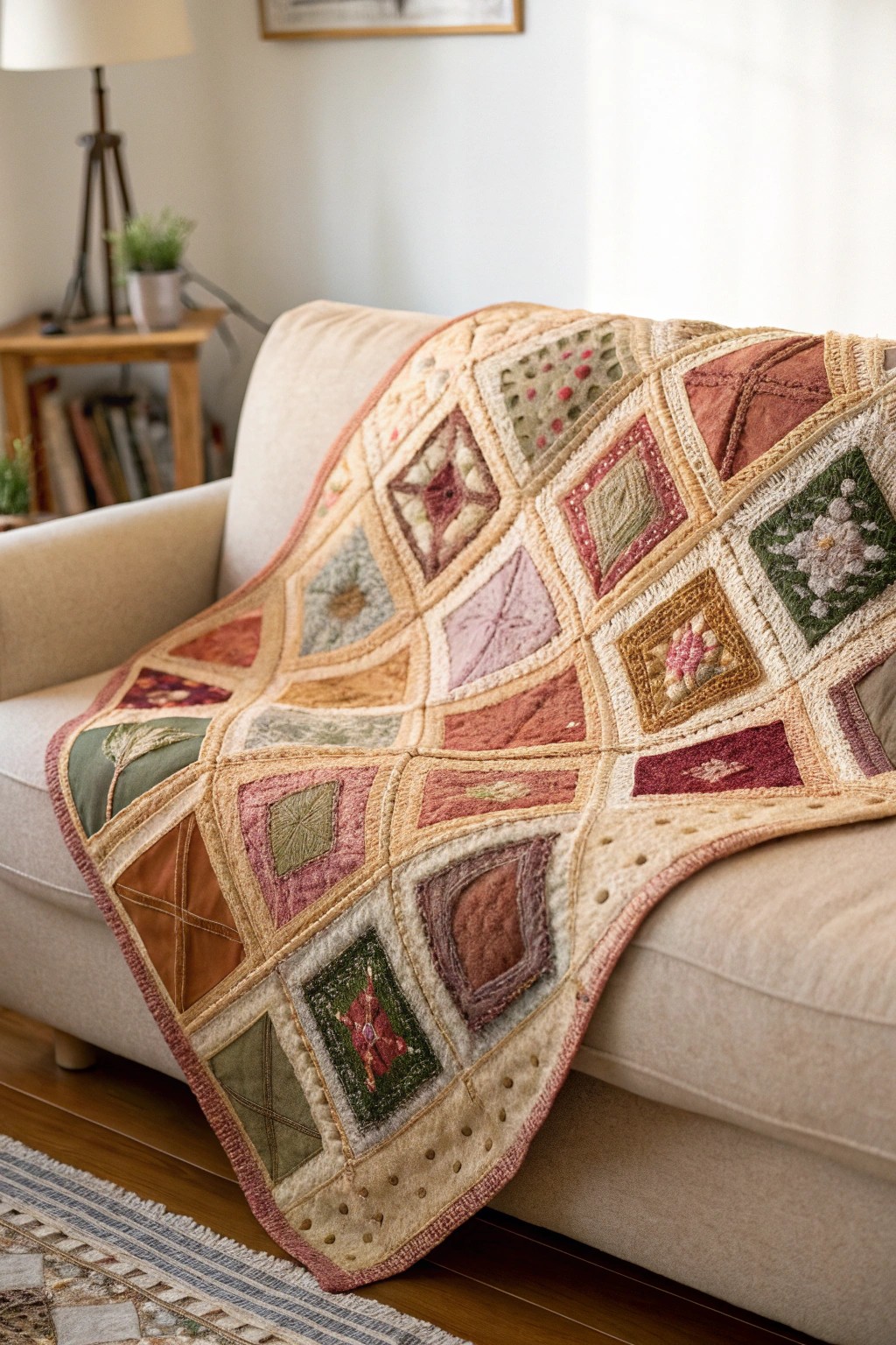 Cozy up your space with a handcrafted patchwork quilt—rustic charm, pure comfort.