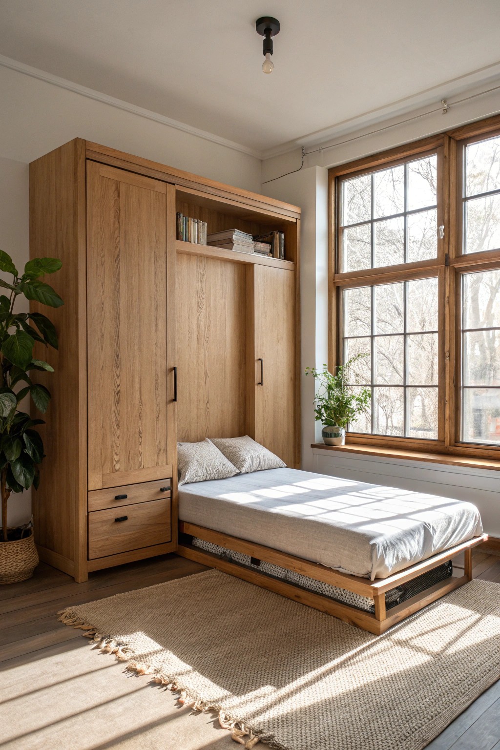 Transform your space with a stunning Murphy bed—where function meets natural beauty.