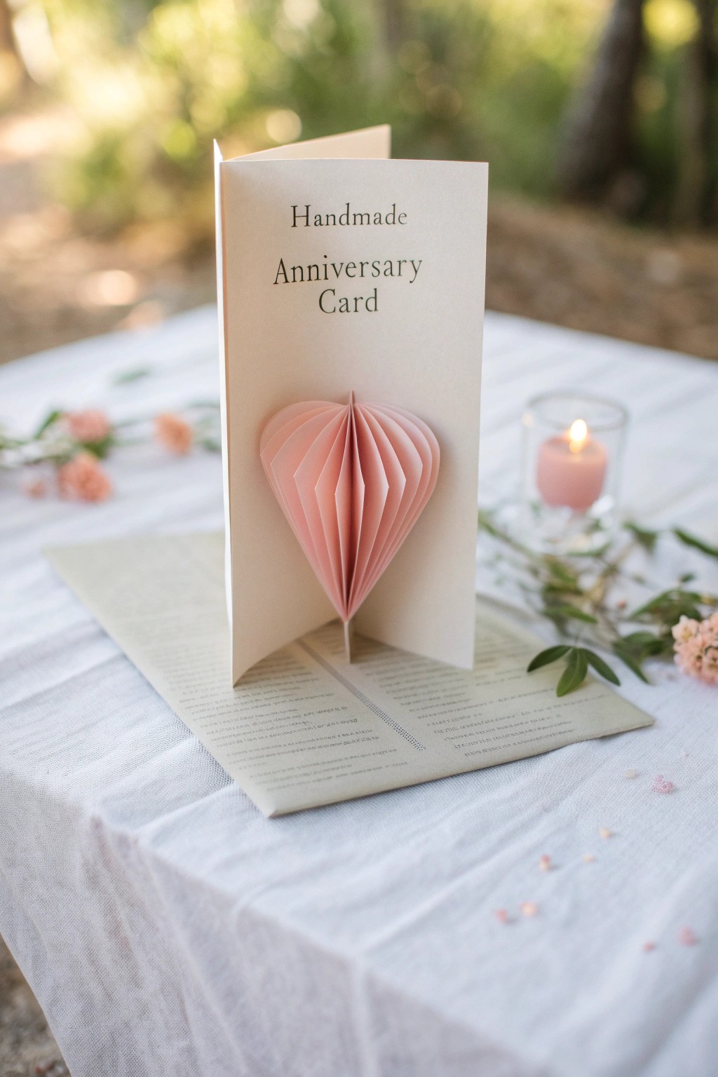 A handcrafted pop-up heart card—simple, sweet, and perfect for an anniversary surprise.