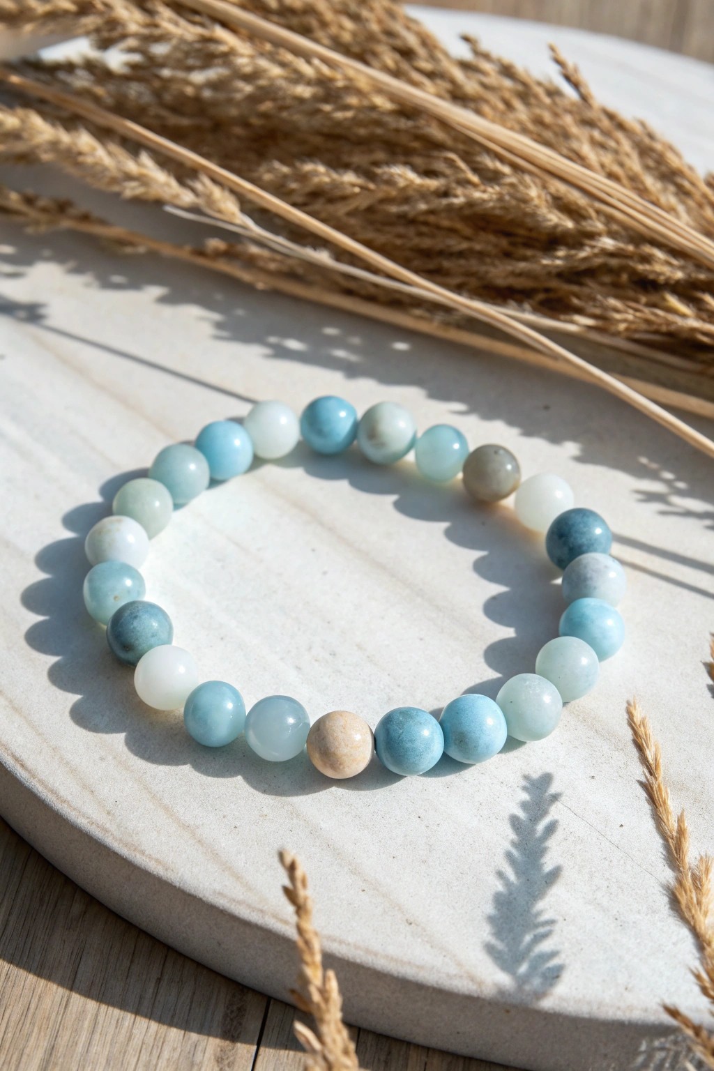 Monochrome magic: a handcrafted blue beaded bracelet that brings effortless style to any look.
