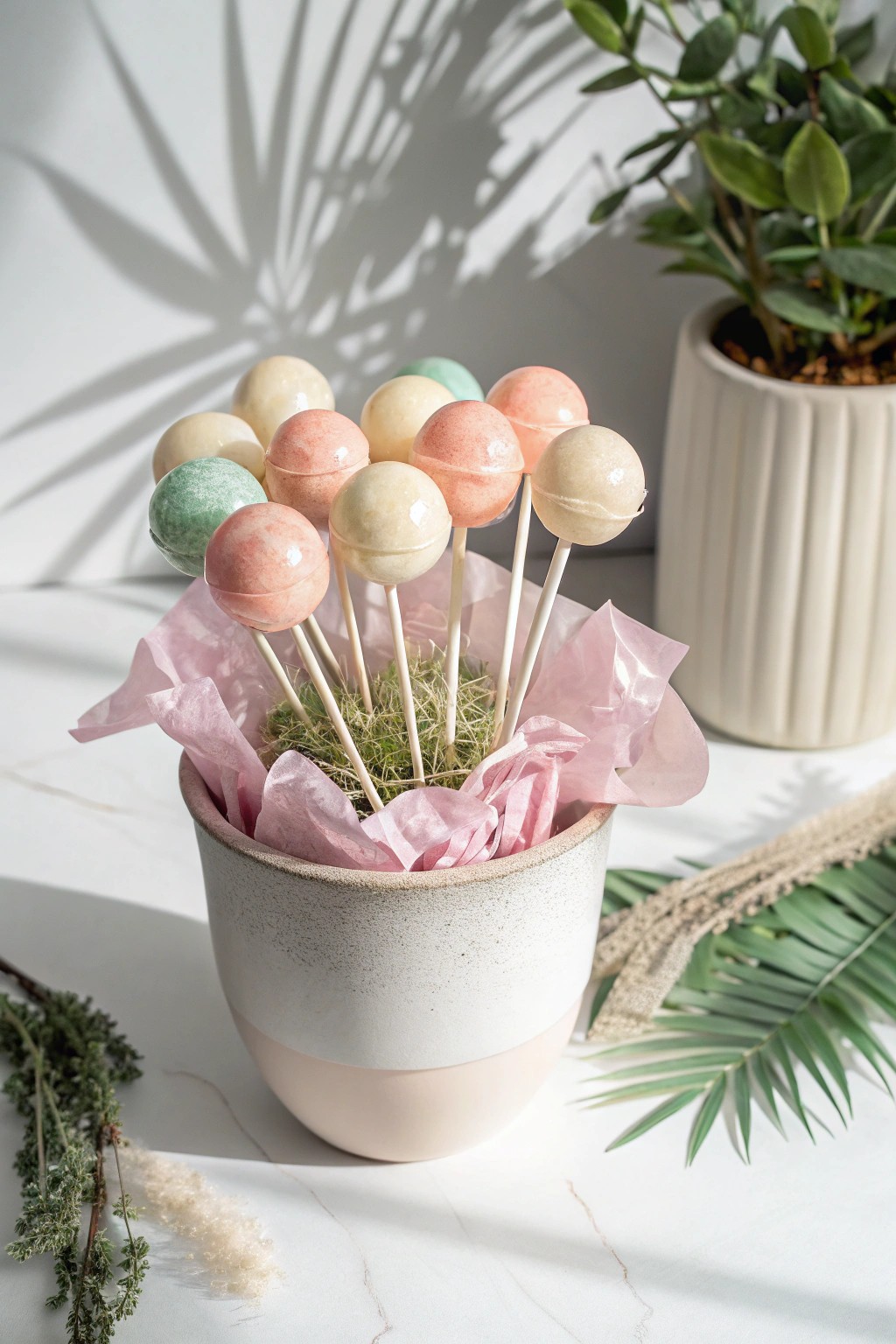 Sweet simplicity: a pastel lollipop garden for your next celebration.