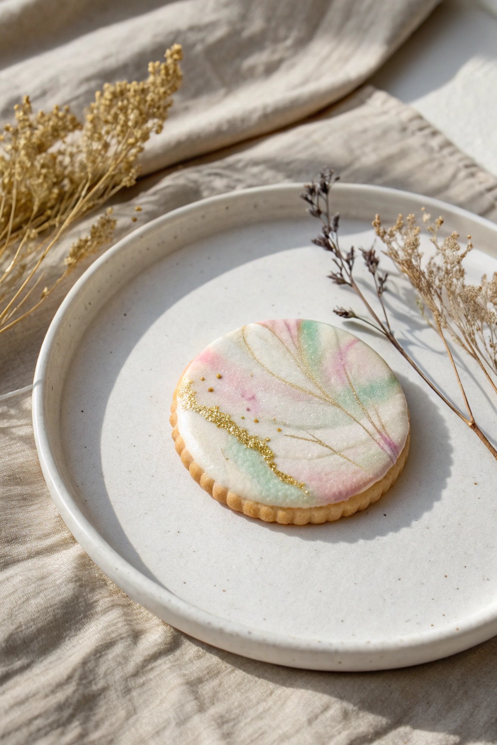 Dreamy watercolor cookie—edible art with a touch of Scandinavian minimalism.
