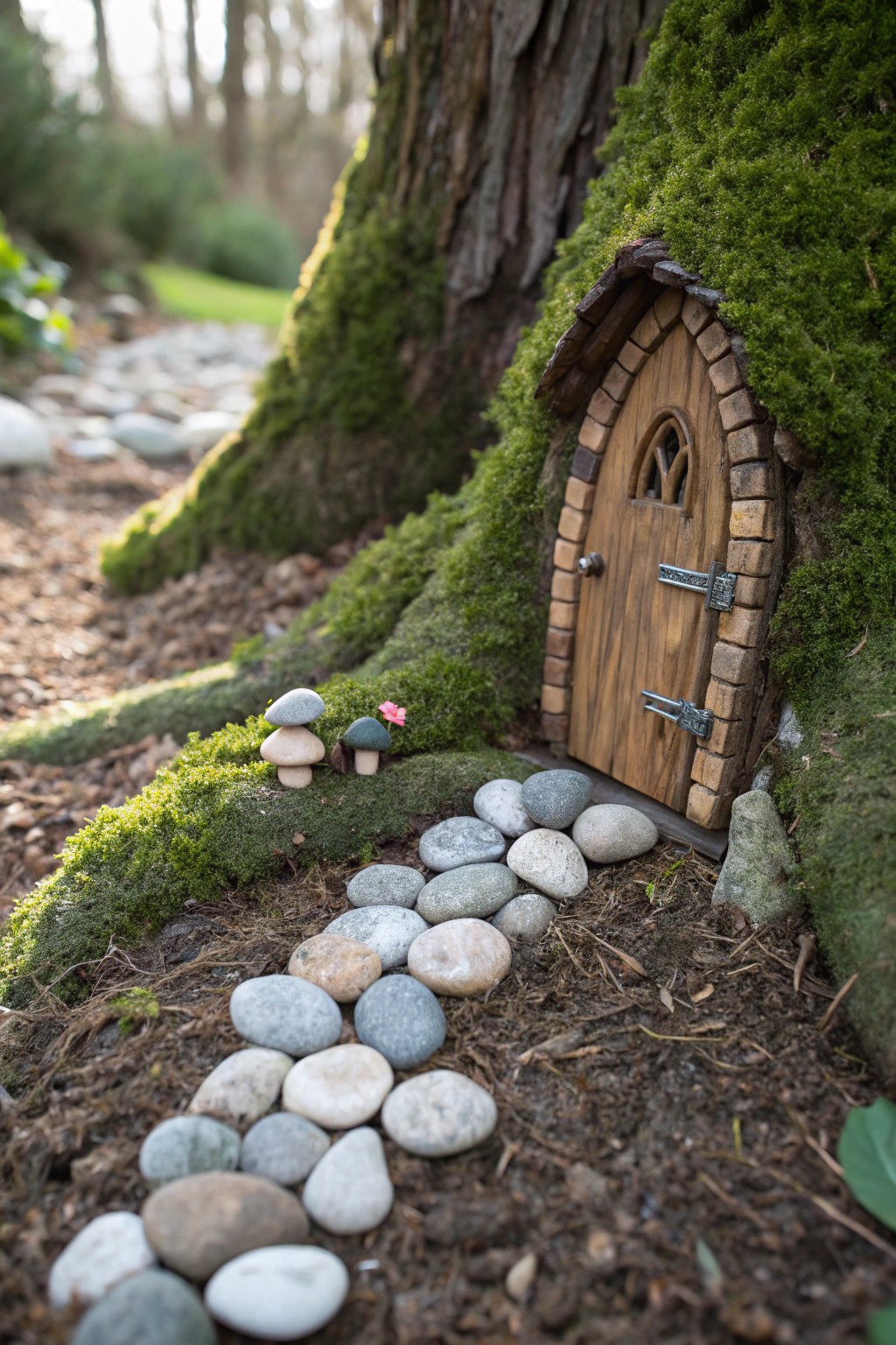 A winding pebble path welcomes fairies home ✨