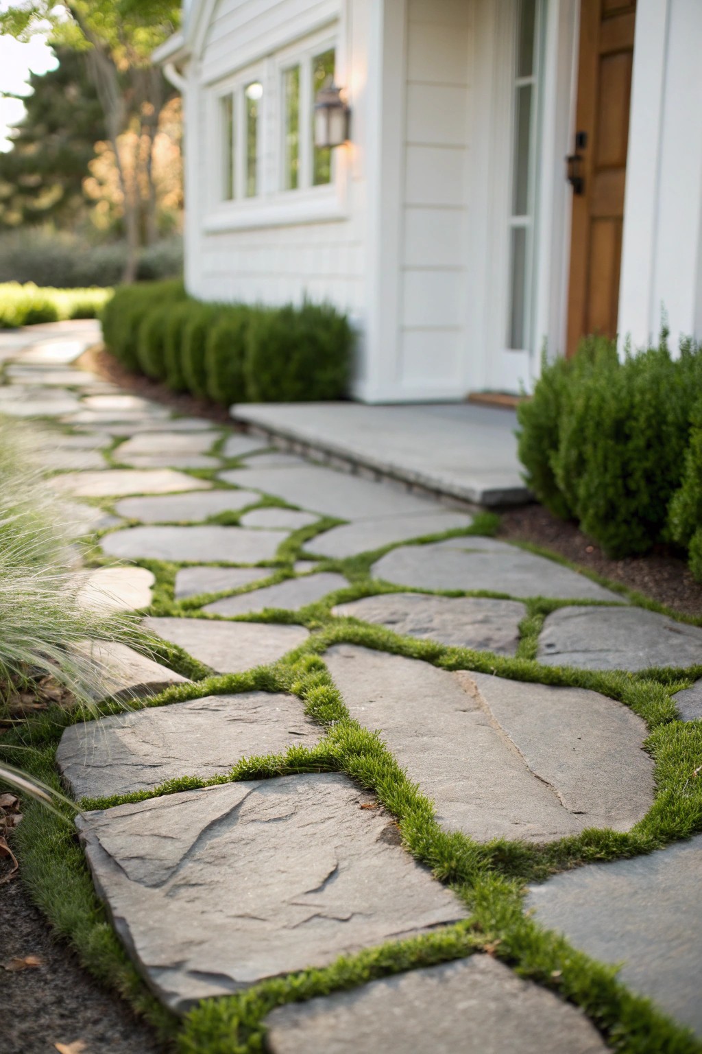 Make a bold entrance with a handcrafted flagstone walkway—simple, stunning, and inviting.