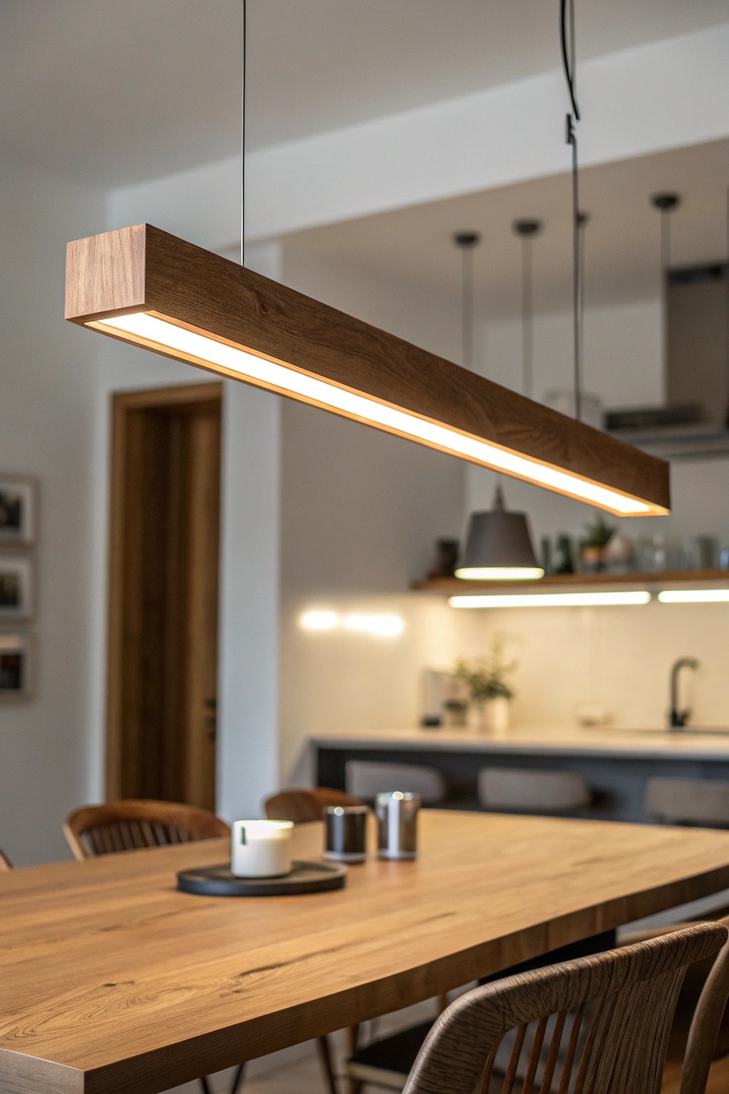 Elevate your dining space with a modern linear pendant light—effortlessly chic and beautifully crafted.