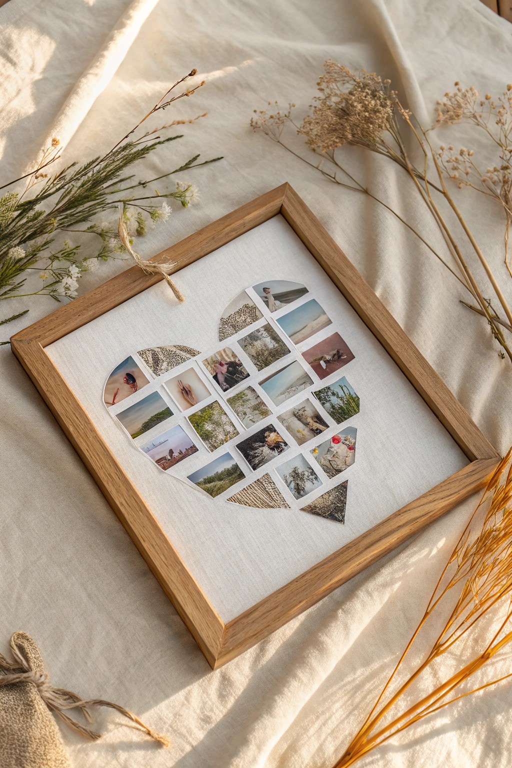 A heart-shaped photo collage: cherished memories meet timeless Scandinavian style.