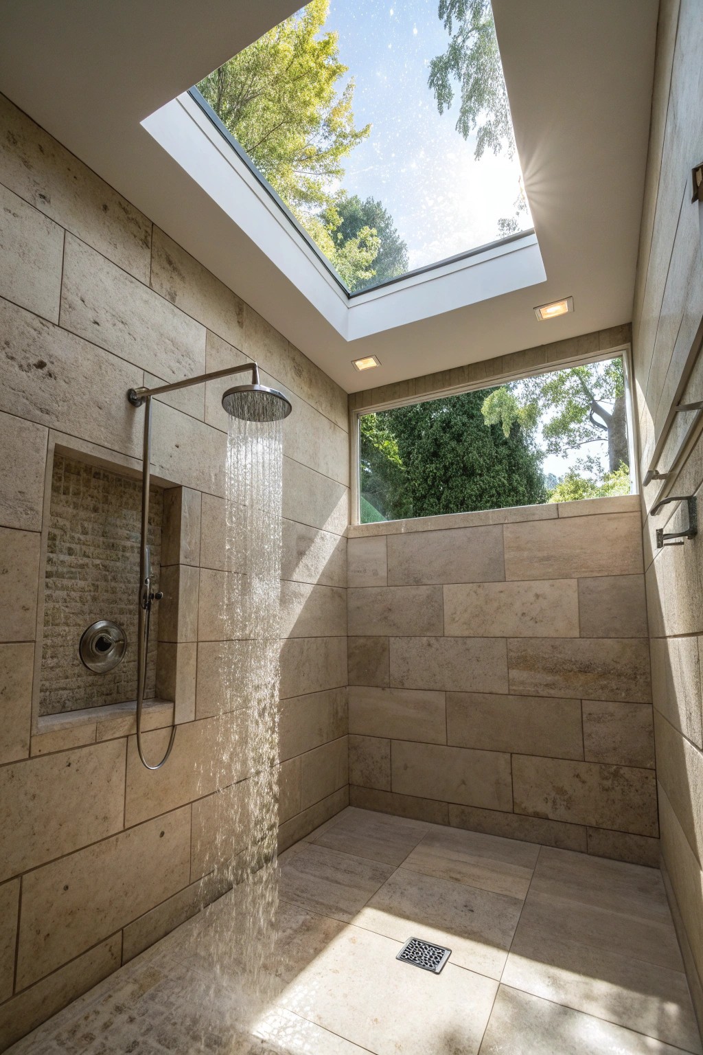 Bathe your shower in natural light with a stunning skylight for a serene, spa-like retreat.