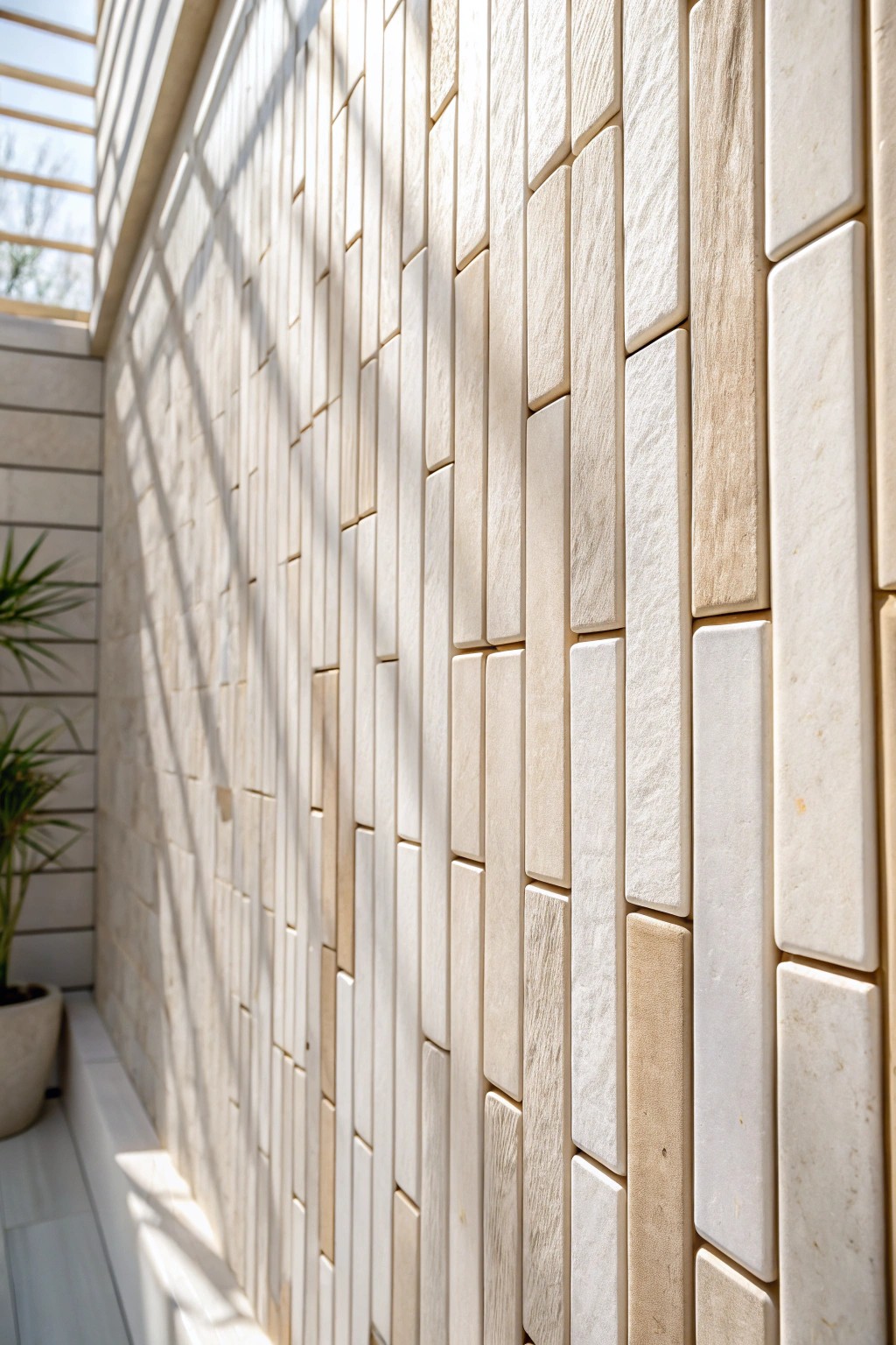 Elevate your shower with vertical artisan tiles for a naturally taller, tranquil space.