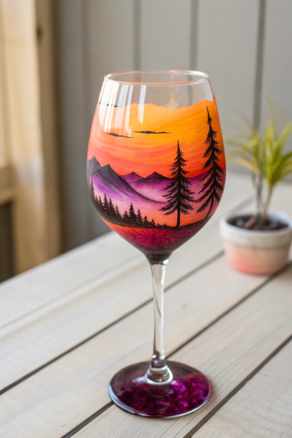 Bring dreamy sunset vibes to your table with hand-painted, artisan wine glasses.