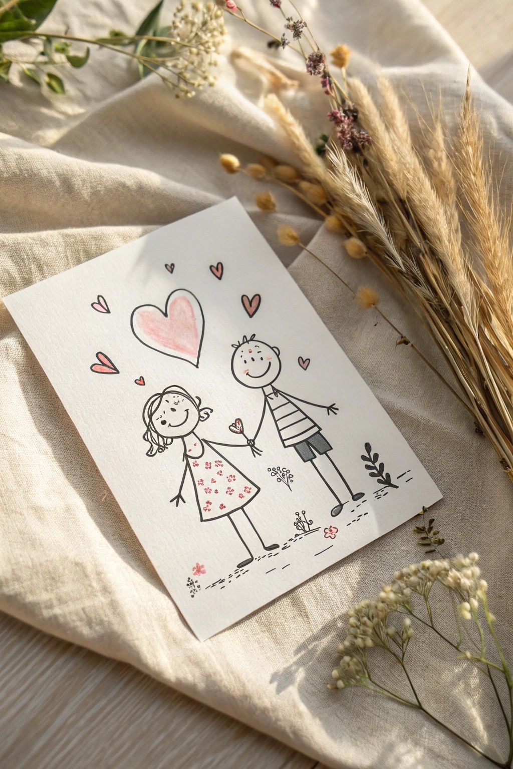Celebrate love with a charming hand-drawn cartoon couple—minimalist, playful, and heartfelt.