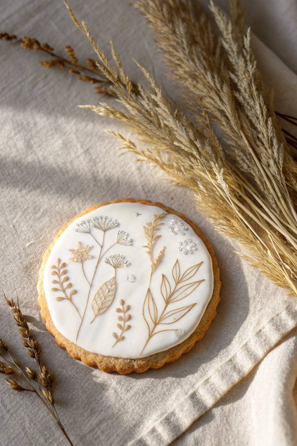 Scandinavian-inspired cookie art: delicate wafer paper florals for an effortlessly elegant treat.