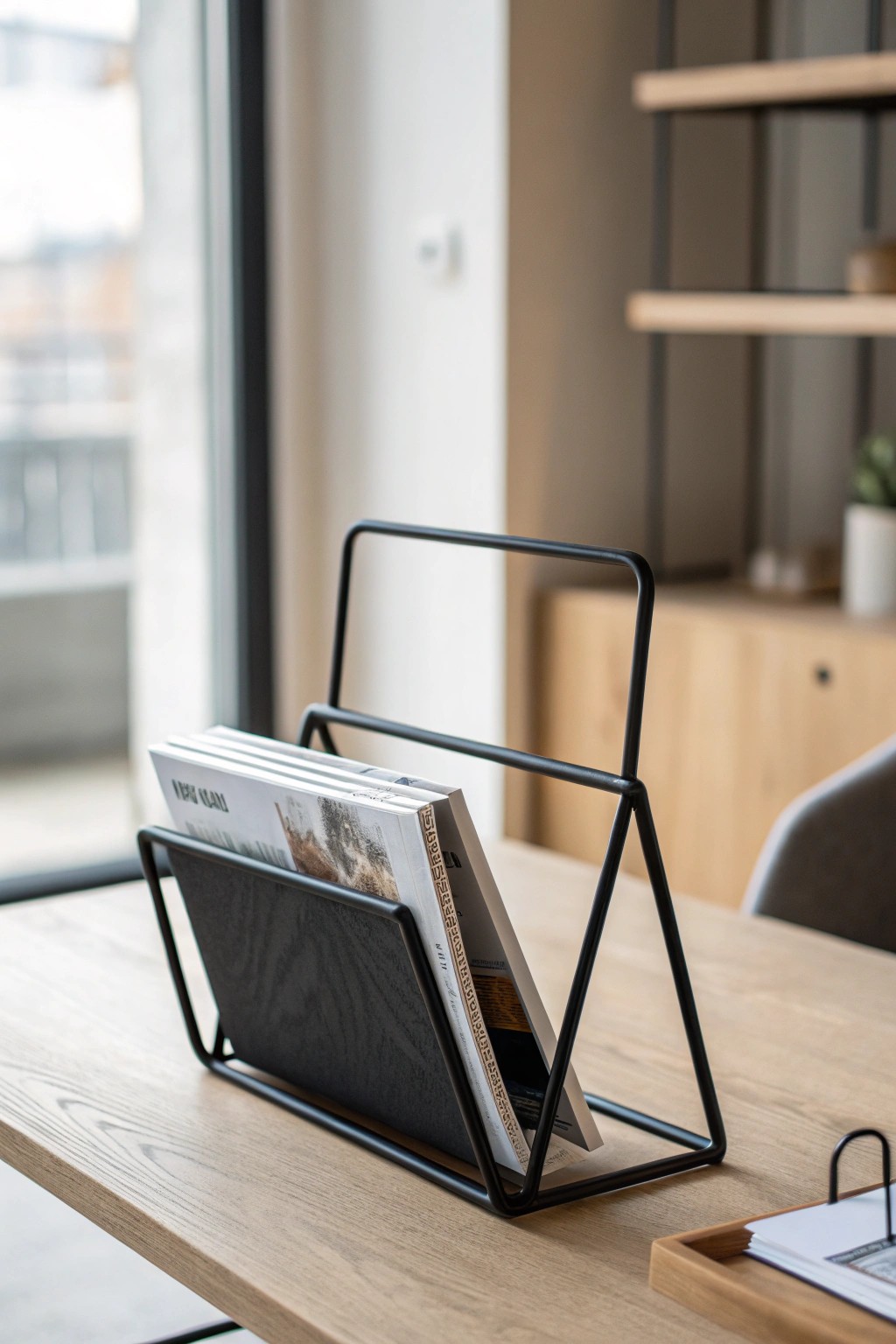 Elevate your workspace with sculptural magazine holders—where organization meets artistry.